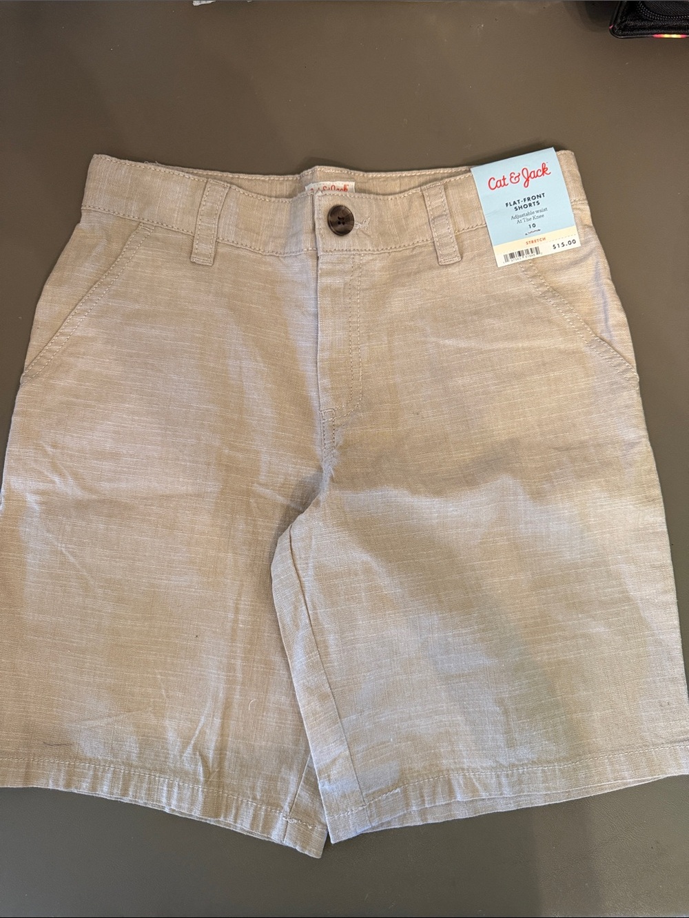 Cat & Jack Beige Flat-Front Boys Shorts size 10